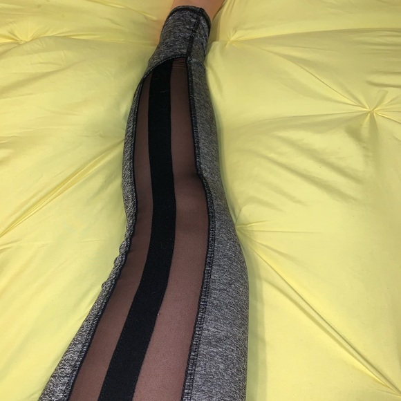 Grey with Stripe Mesh Leggings/ Medium/ DryFit - Picture 3 of 4